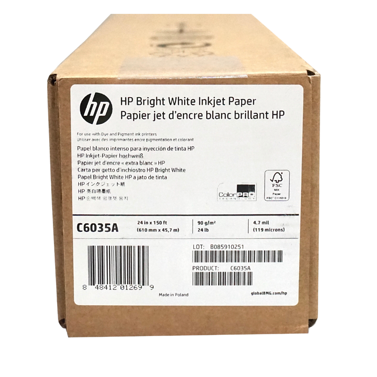 C6035A HP Bright White Inkjet Paper 24"x45.7M 90gsm