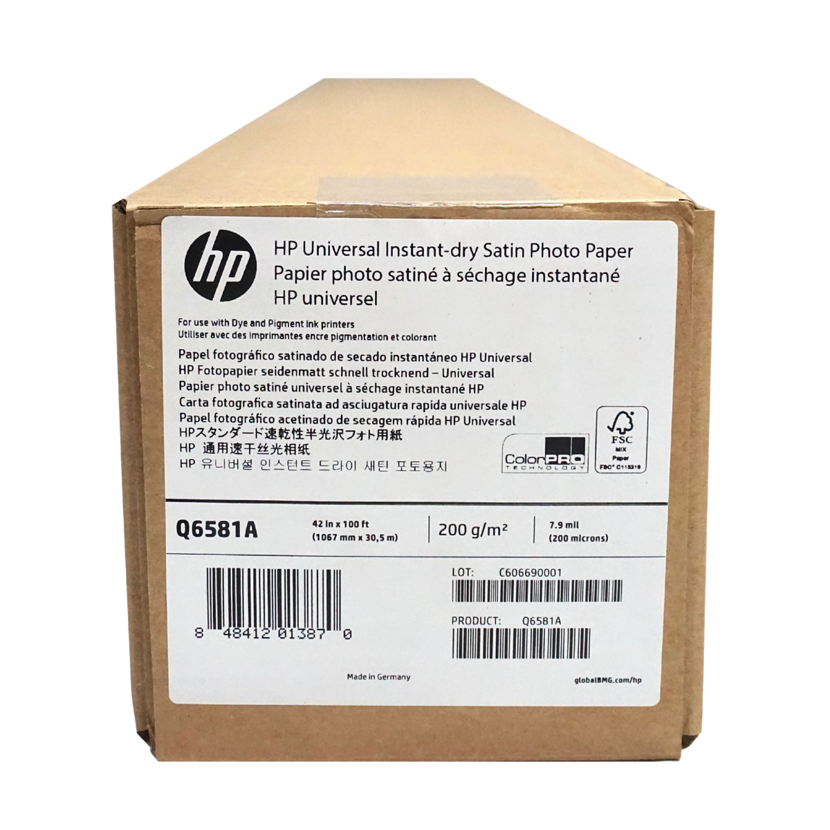 Q6581A HP Universal Instant-dry Satin Photo Paper (Semi-Gloss) 42" x 30.5M 200gsm.