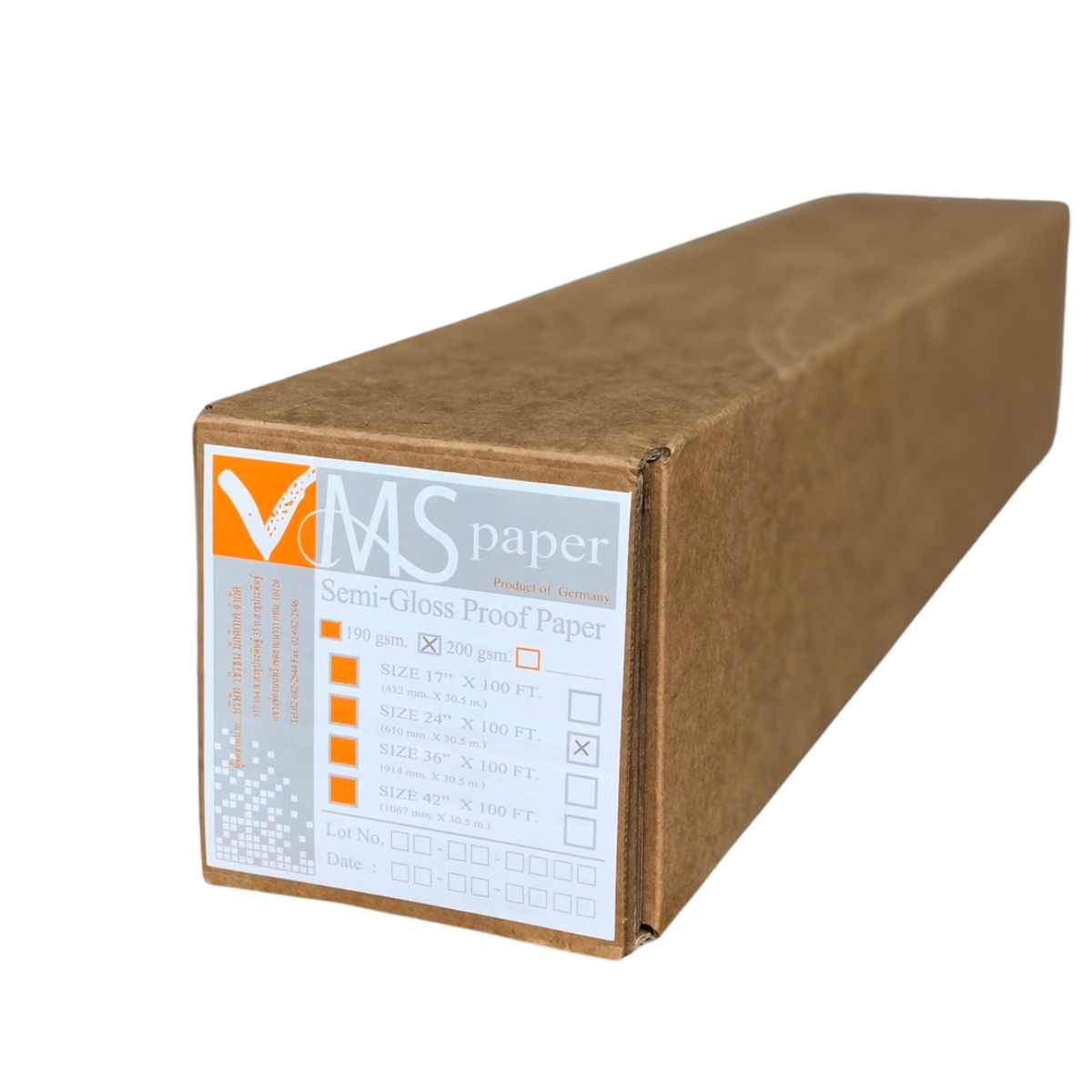 [24 นิ้ว] VMS Semi-Gloss Proof Paper 24" x 30.5M 200gsm